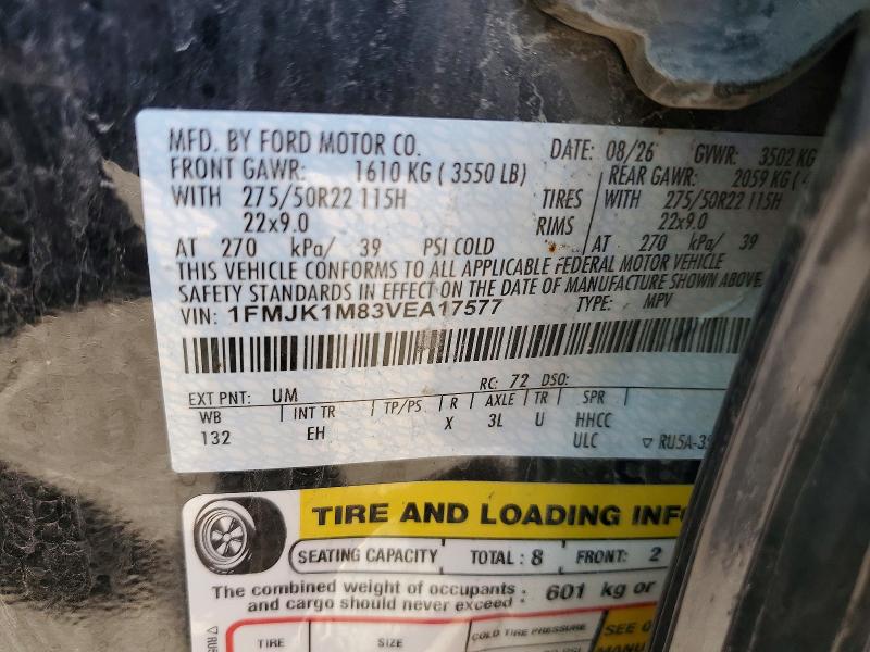 2027 Ford Expedition მანქანა იყიდება აუქციონზე, vin: 1FMJK1M83VEA17577, აუქციონის ნომერი: 70005676