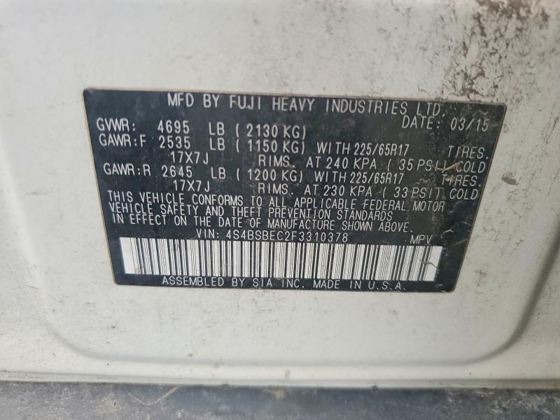 Aukcja sprzedaży 2015 Subaru Outback, vin: 4S4BSBEC2F3310378        , numer aukcji: 69236796