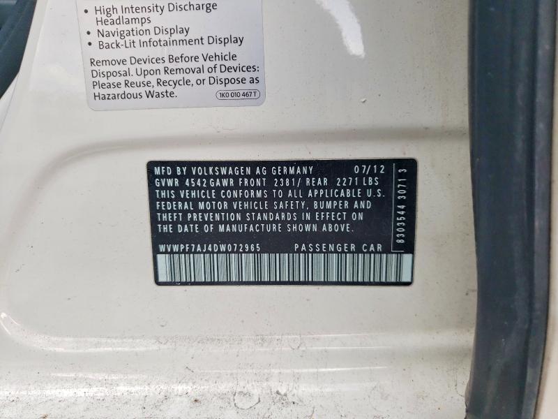 69086516 :رقم المزاد ، WVWPF7AJ4DW072965 vin ، 2013 Volkswagen Golf R مزاد بيع