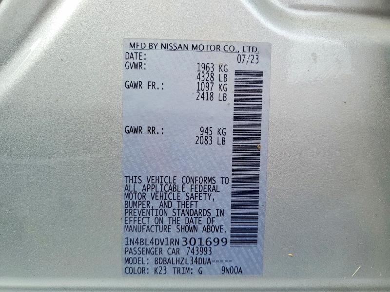 2024 Nissan Altima მანქანა იყიდება აუქციონზე, vin: 1N4BL4DV1RN301699, აუქციონის ნომერი: 68288036