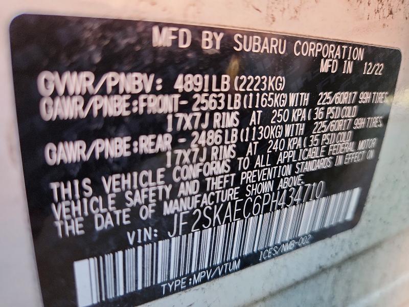 66696366 :رقم المزاد ، JF2SKAEC6PH434710 vin ، 2023 Subaru Forester مزاد بيع