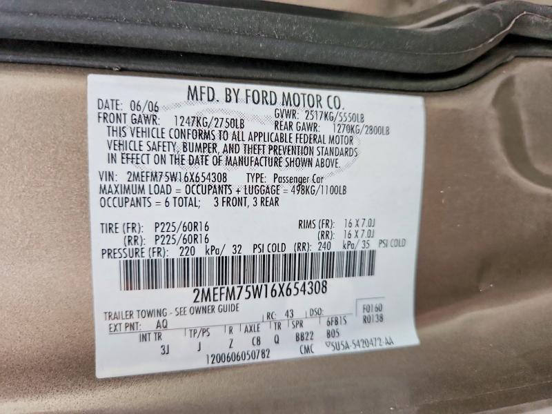 Продаж на аукціоні авто 2006 Mercury Grand Marquis, vin: 2MEFM75W16X654308, номер лоту: 69491956