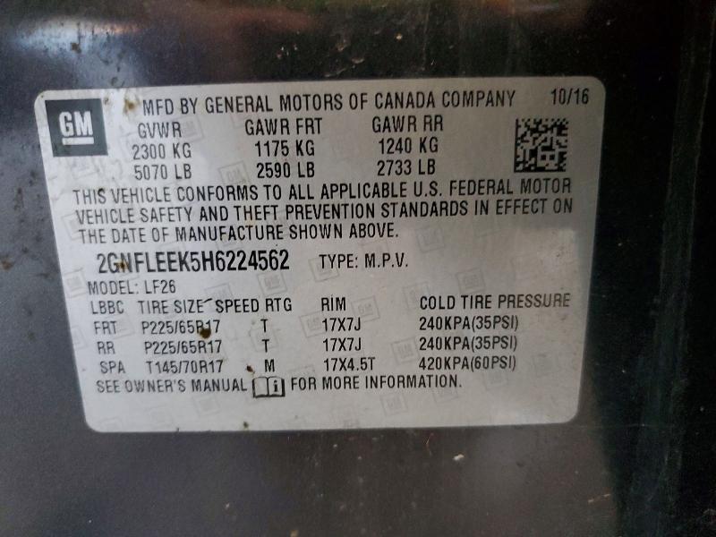 Aukcja sprzedaży 2017 Chevrolet Equinox, vin: 2GNFLEEK5H6224562, numer aukcji: 68600716