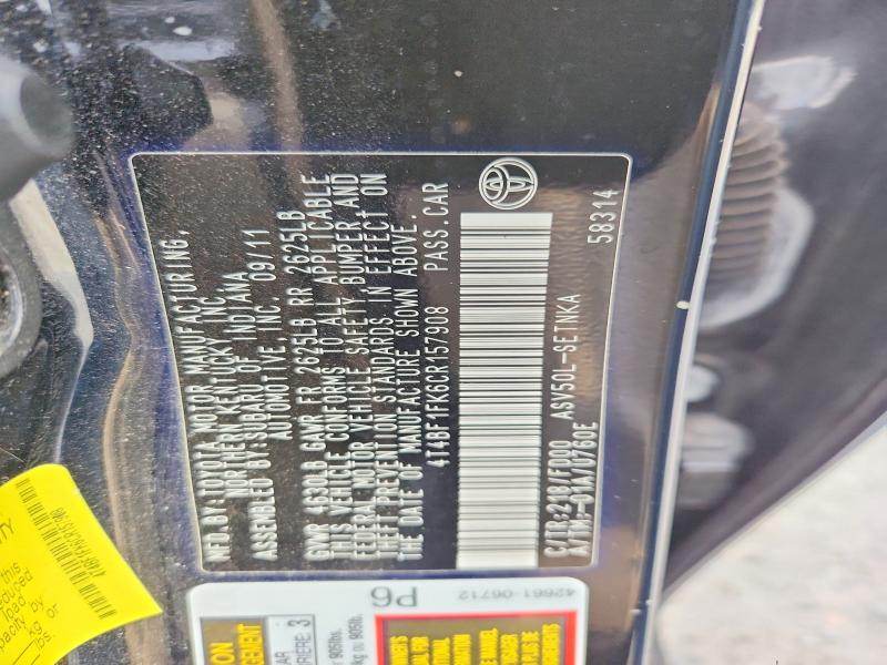 2012 Toyota Camry მანქანა იყიდება აუქციონზე, vin: 4T4BF1FK6CR157908, აუქციონის ნომერი: 70243426