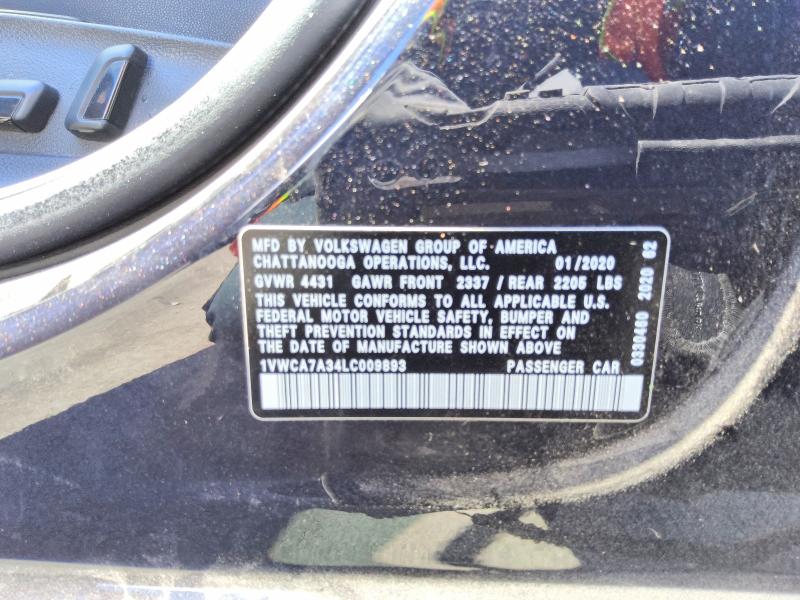 65853666 :رقم المزاد ، 1VWCA7A34LC009893 vin ، 2020 Volkswagen Passat مزاد بيع