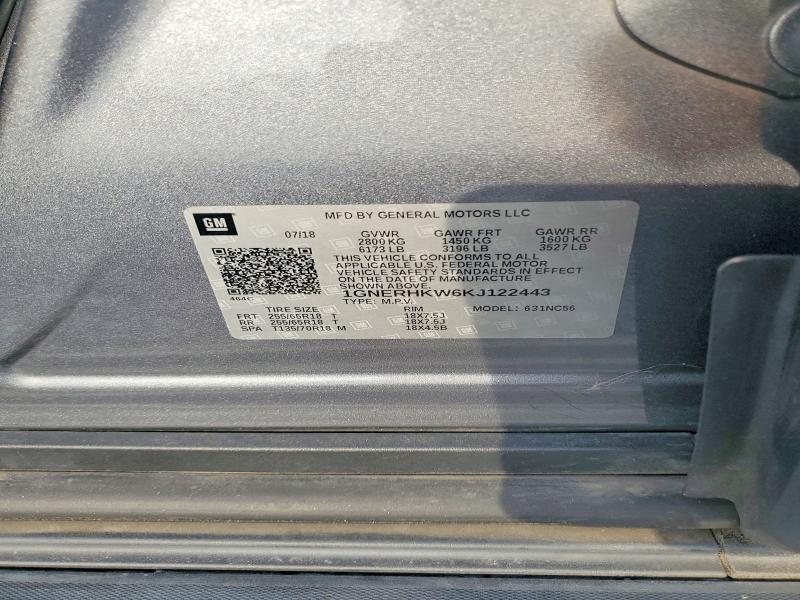 69530446 :رقم المزاد ، 1GNERHKW6KJ122443 vin ، 2019 Chevrolet Traverse مزاد بيع