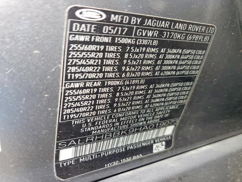 Продаж на аукціоні авто 2017 Land Rover Discovery, vin: SALRHBBK9HA019073, номер лоту: 70738846
