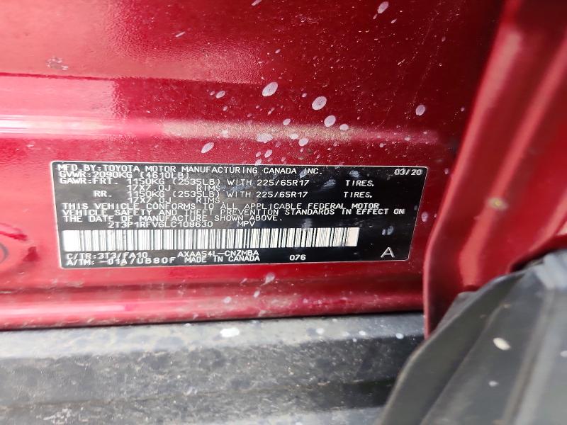 2020 Toyota Rav4 მანქანა იყიდება აუქციონზე, vin: 2T3P1RFV6LC108630, აუქციონის ნომერი: 69489176