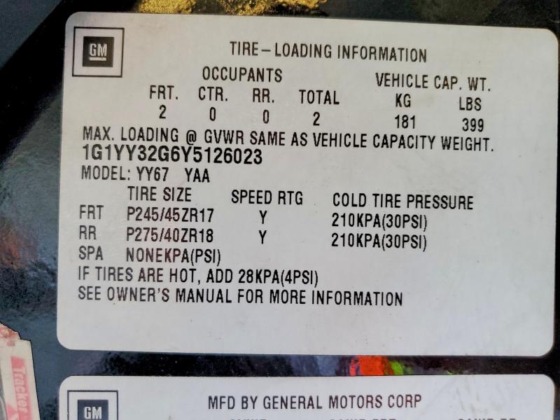 70488866 :رقم المزاد ، 1G1YY32G6Y5126023 vin ، 2000 Chevrolet Corvette مزاد بيع