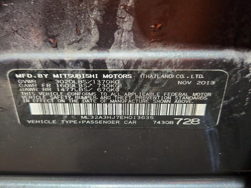 2014 Mitsubishi Mirage მანქანა იყიდება აუქციონზე, vin: ML32A3HJ7EH013635, აუქციონის ნომერი: 68499406