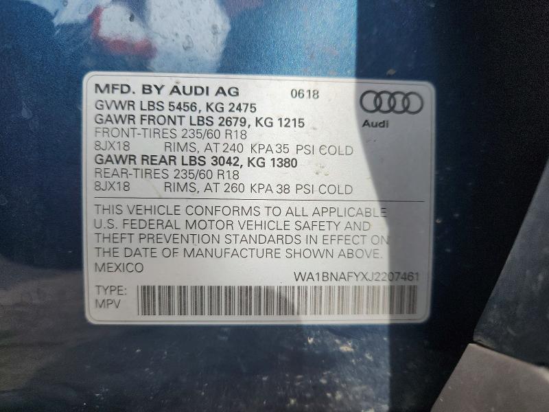 Aukcja sprzedaży 2018 Audi Q5, vin: WA1BNAFYXJ2207461, numer aukcji: 69548796