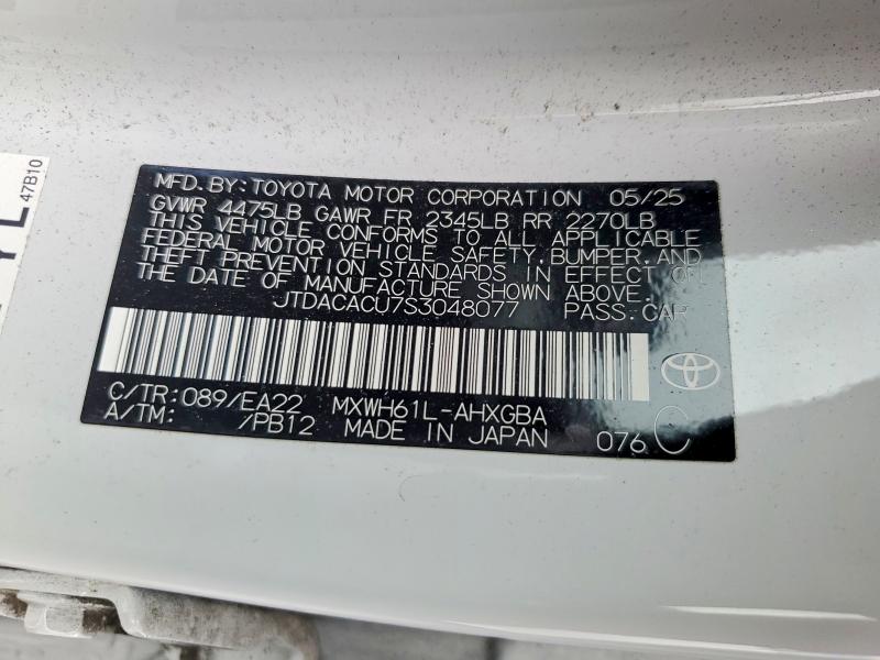 Aukcja sprzedaży 2025 Toyota Prius Plug-in Hybrid, vin: JTDACACU7S3048077, numer aukcji: 69578576