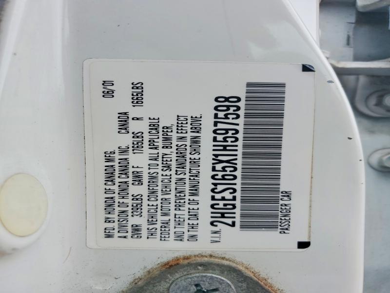 Продаж на аукціоні авто 2001 Honda Civic, vin: 2HGES165X1H597598, номер лоту: 69955176