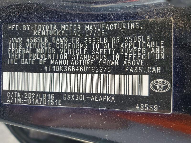 Продаж на аукціоні авто 2006 Toyota Avalon, vin: 4T1BK36B46U163275, номер лоту: 69762366