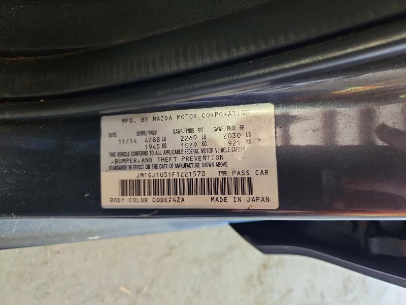 Aukcja sprzedaży 2015 Mazda 6, vin: JM1GJ1U51F1221570, numer aukcji: 69260276