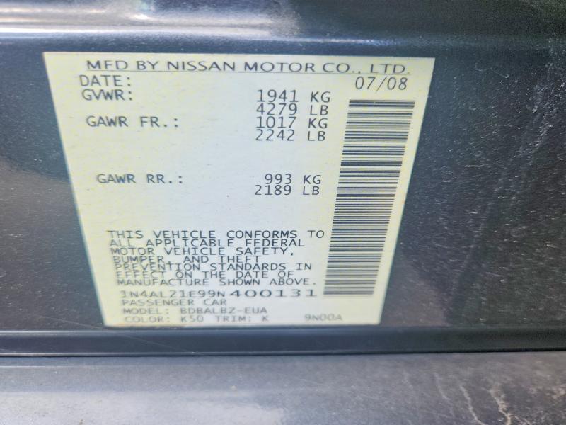67810866 :رقم المزاد ، 1N4AL21E99N400131 vin ، 2009 Nissan Altima مزاد بيع