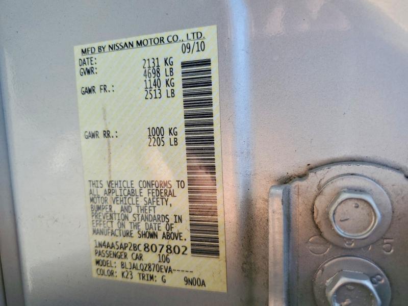 Продаж на аукціоні авто 2011 Nissan Maxima, vin: 1N4AA5AP2BC807802, номер лоту: 67610606