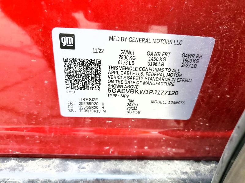 70701916 :رقم المزاد ، 5GAEVBKW1PJ177120 vin ، 2023 Buick Enclave مزاد بيع