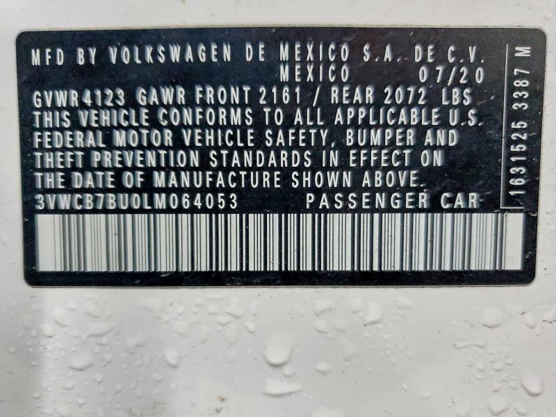 2020 Volkswagen Jetta 4d 1.4t Hiln მანქანა იყიდება აუქციონზე, vin: 3VWCB7BU0LM064053, აუქციონის ნომერი: 70128586