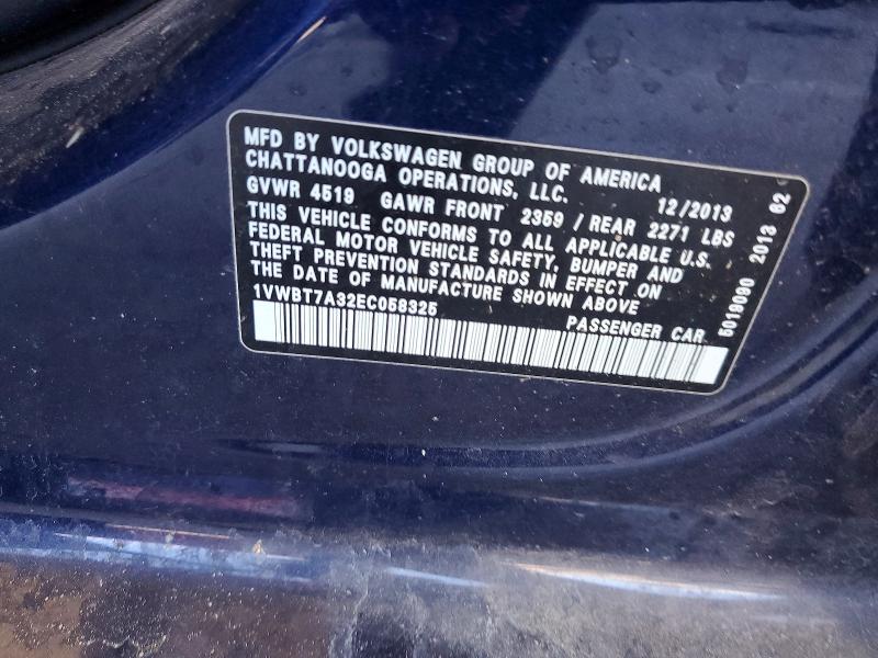 Aukcja sprzedaży 2014 Volkswagen Passat, vin: 1VWBT7A32EC058325, numer aukcji: 67464166