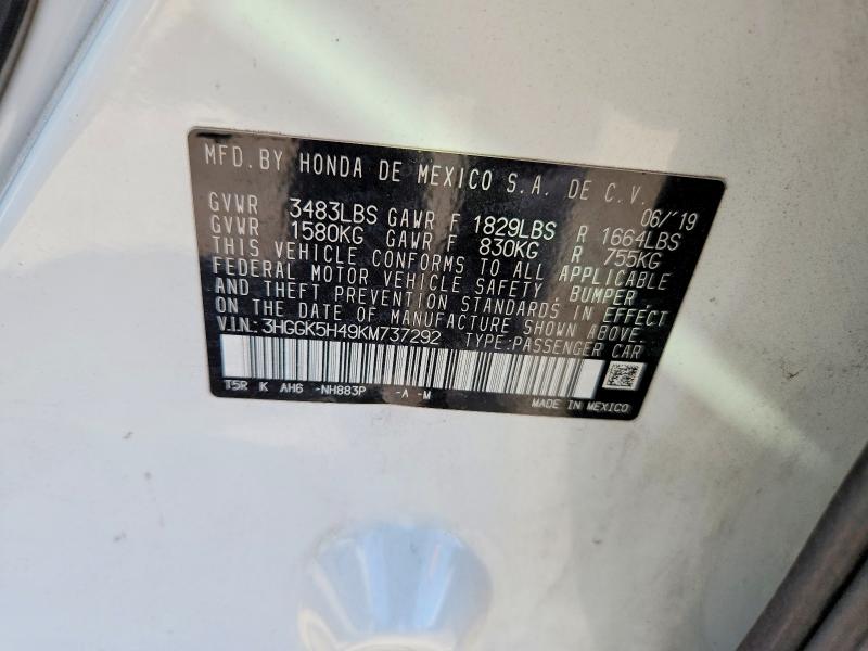 Продаж на аукціоні авто 2019 Honda Fit, vin: 3HGGK5H49KM737292, номер лоту: 67902116