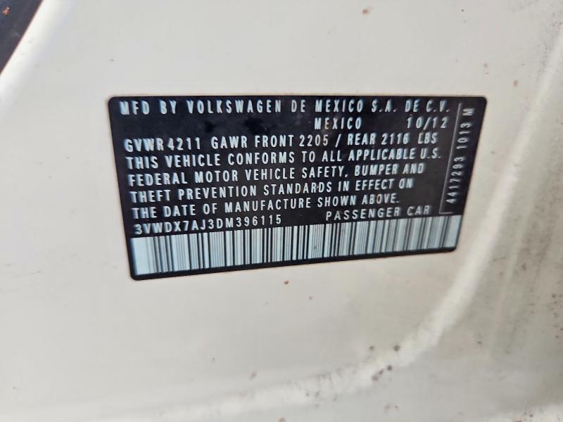 67407396 :رقم المزاد ، 3VWDX7AJ3DM396115 vin ، 2013 Volkswagen Jetta مزاد بيع