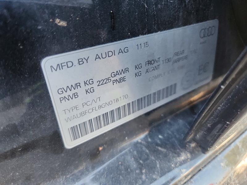 2016 Audi A4 მანქანა იყიდება აუქციონზე, vin: WAUBFCFL8GN018170, აუქციონის ნომერი: 69700296
