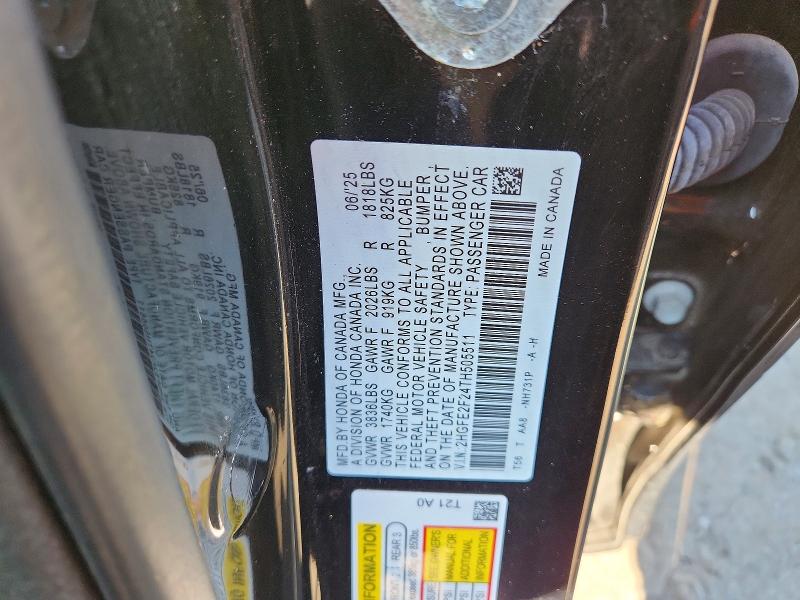 Продажа на аукционе авто 2026 Honda Civic, vin: 2HGFE2F24TH505511, номер лота: 67346596