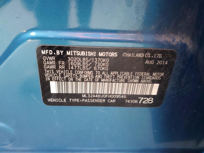 Auction sale of the 2015 Mitsubishi Mirage, vin: ML32A4HJ0FH009546, lot number: 68497746