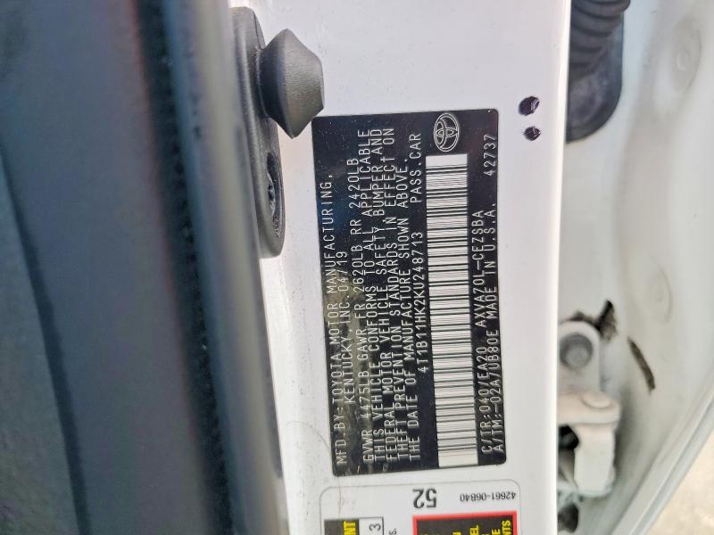 Aukcja sprzedaży 2019 Toyota Camry, vin: 4T1B11HK2KU248713, numer aukcji: 68982486