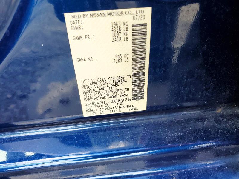 2020 Nissan Altima მანქანა იყიდება აუქციონზე, vin: 1N4BL4CV1LC266876, აუქციონის ნომერი: 68147836