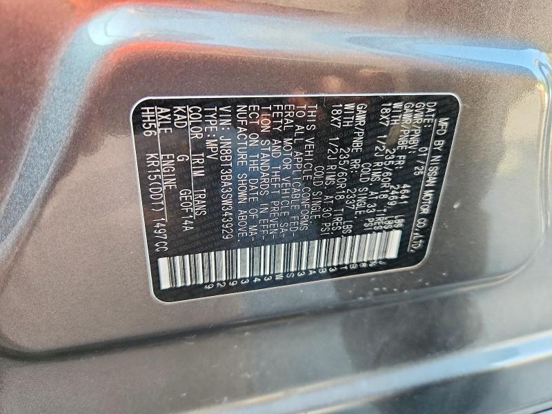 69365836 :رقم المزاد ، JN8BT3BA3SW343929 vin ، 2025 Nissan Rogue مزاد بيع