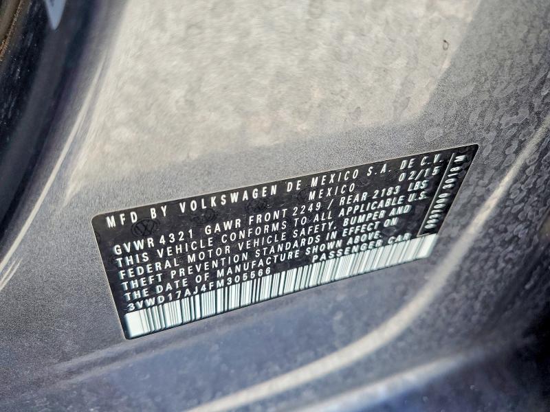 68443666 :رقم المزاد ، 3VWD17AJ4FM305566 vin ، 2015 Volkswagen Jetta مزاد بيع