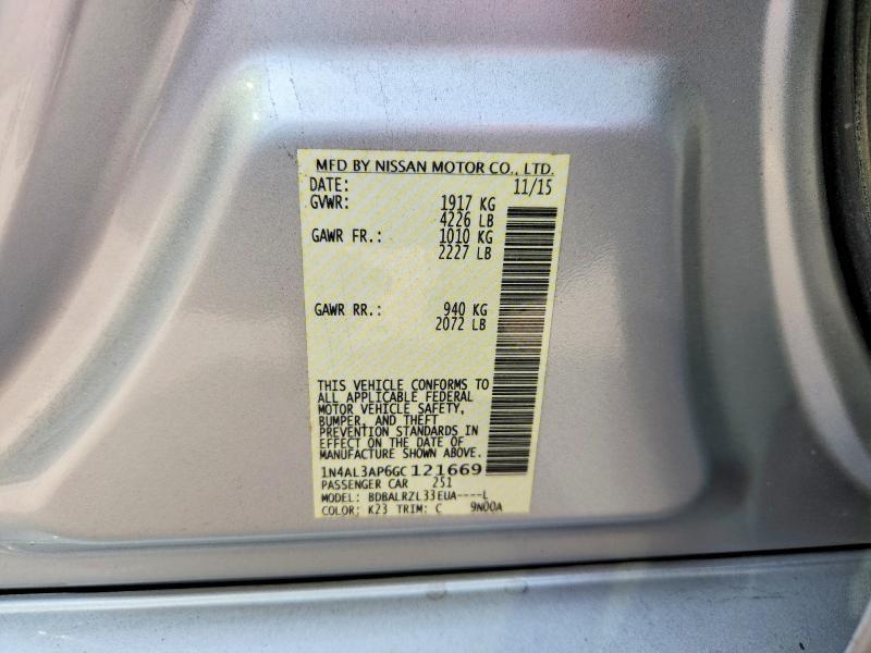 2016 Nissan Altima მანქანა იყიდება აუქციონზე, vin: 1N4AL3AP6GC121669, აუქციონის ნომერი: 69445826