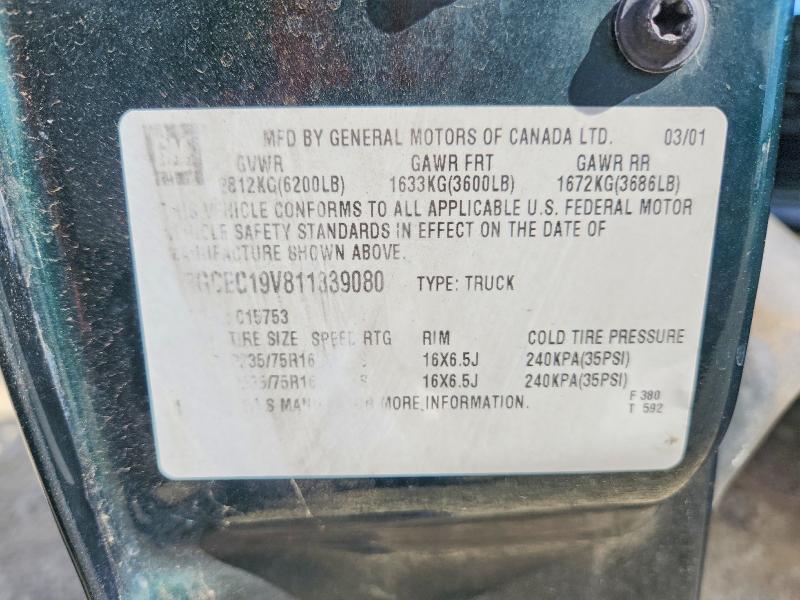 Продаж на аукціоні авто 2001 Chevrolet Silverado, vin: 2GCEC19V811339080, номер лоту: 67994446
