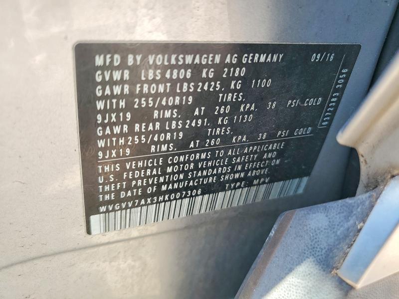 Aukcja sprzedaży 2017 Volkswagen Tiguan, vin: WVGVV7AX3HK007306, numer aukcji: 67461396