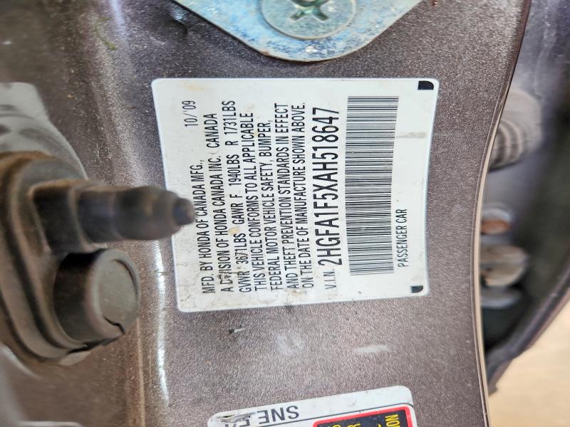 Продаж на аукціоні авто 2010 Honda Civic, vin: 2HGFA1F5XAH518647, номер лоту: 69729806