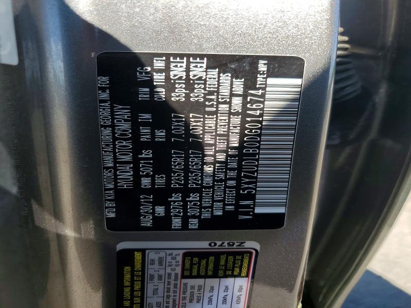 2013 Hyundai Santa Fe Sport მანქანა იყიდება აუქციონზე, vin: 5XYZUDLB0DG014674, აუქციონის ნომერი: 68689856