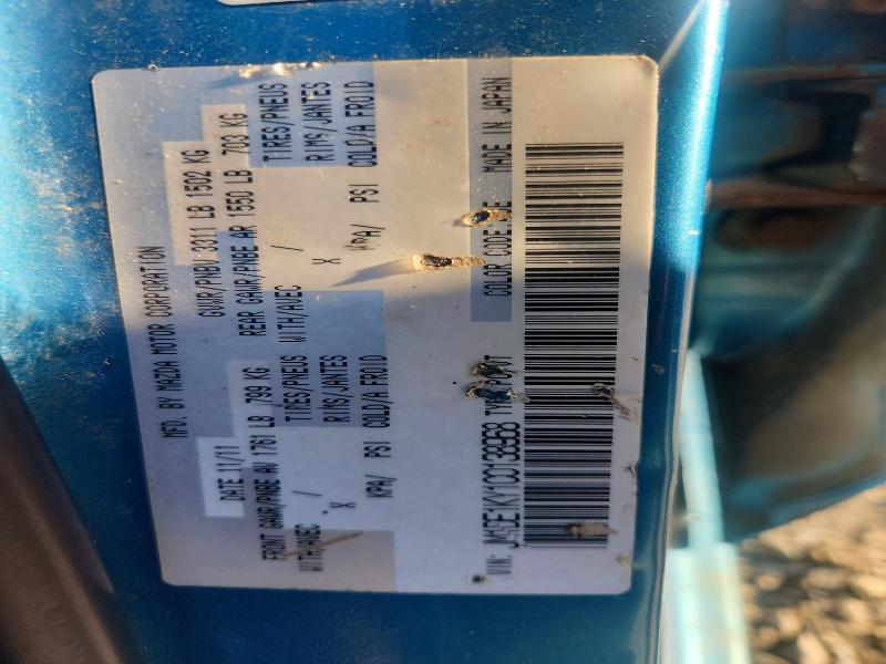 70189196 :رقم المزاد ، JM1DE1KY1C0138968 vin ، 2012 Mazda Mazda2 مزاد بيع