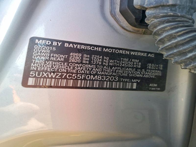 Aukcja sprzedaży 2015 Bmw X3, vin: 5UXWZ7C55F0M83203, numer aukcji: 64976296