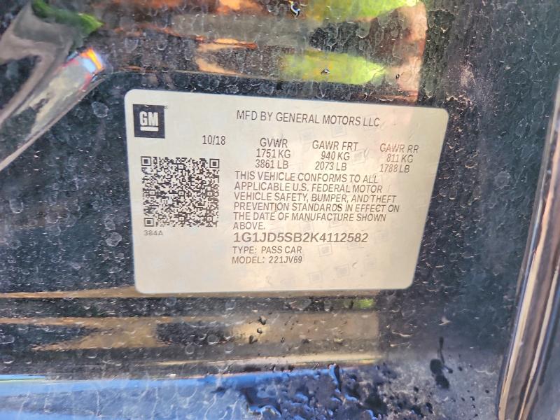 Aukcja sprzedaży 2019 Chevrolet Sonic, vin: 1G1JD5SB2K4112582, numer aukcji: 68030306