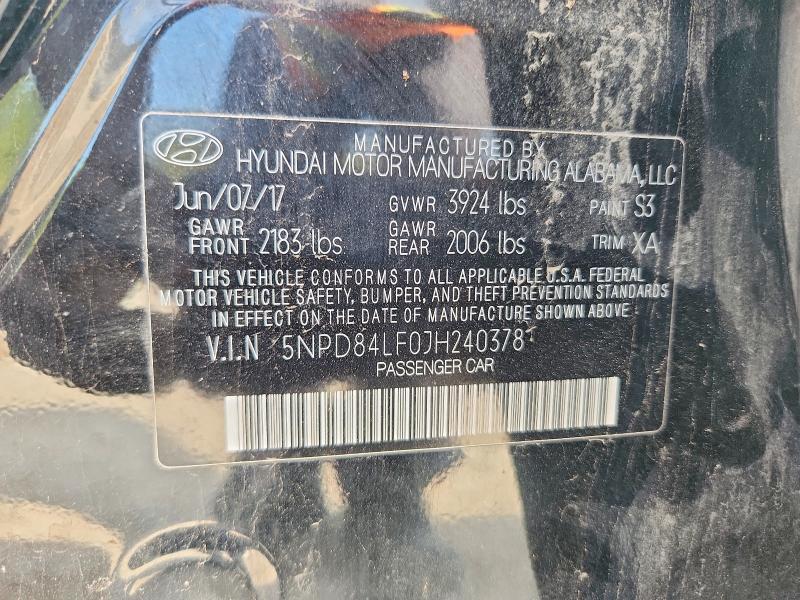 Продаж на аукціоні авто 2018 Hyundai Elantra, vin: 5NPD84LF0JH240378, номер лоту: 70519886