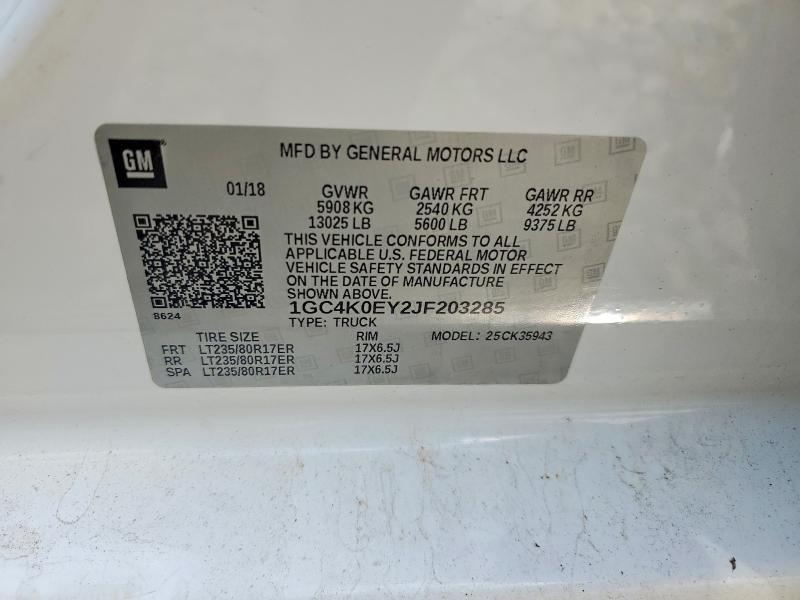 Продажа на аукционе авто 2018 Chevrolet Silverado, vin: 1GC4K0EY2JF203285, номер лота: 66396636