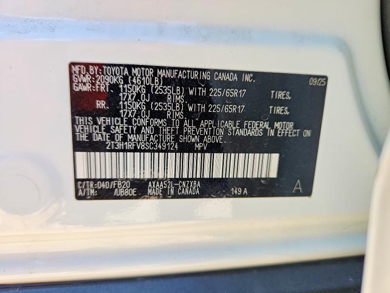Aukcja sprzedaży 2025 Toyota Rav4, vin: 2T3H1RFV8SC349124, numer aukcji: 70873966