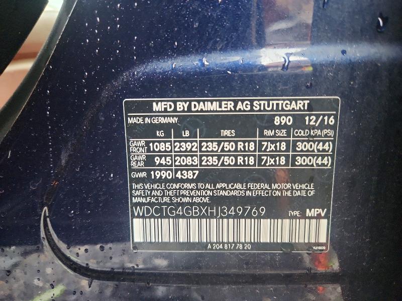 Продаж на аукціоні авто 2017 Mercedes-benz Gla, vin: WDCTG4GBXHJ349769, номер лоту: 69894416