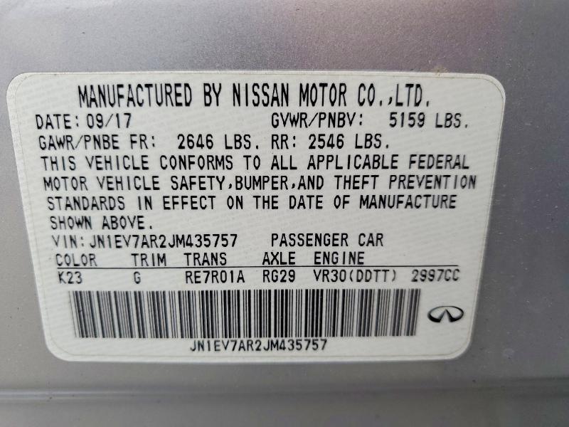2018 Infiniti Q50 მანქანა იყიდება აუქციონზე, vin: JN1EV7AR2JM435757, აუქციონის ნომერი: 66967586