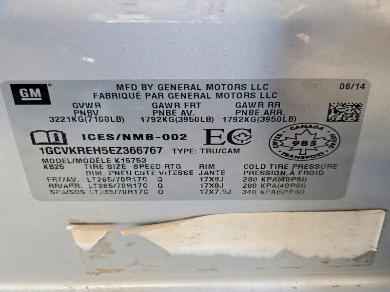 Продаж на аукціоні авто 2014 Chevrolet Silverado, vin: 1GCVKREH5EZ366767, номер лоту: 69958006
