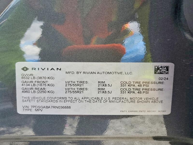 Auction sale of the 2024 Rivian R1s, vin: 7PDSGABA7RN036888, lot number: 67529906