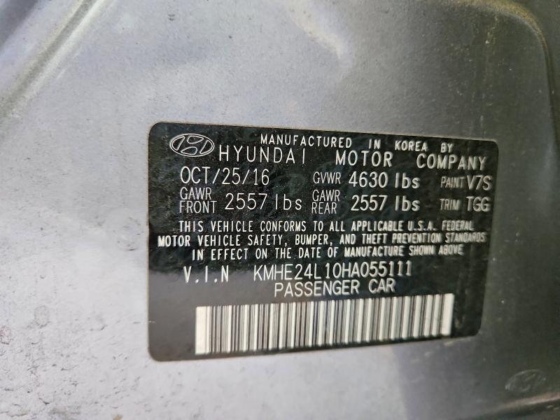 2017 Hyundai Sonata Hybrid მანქანა იყიდება აუქციონზე, vin: KMHE24L10HA055111, აუქციონის ნომერი: 69546426