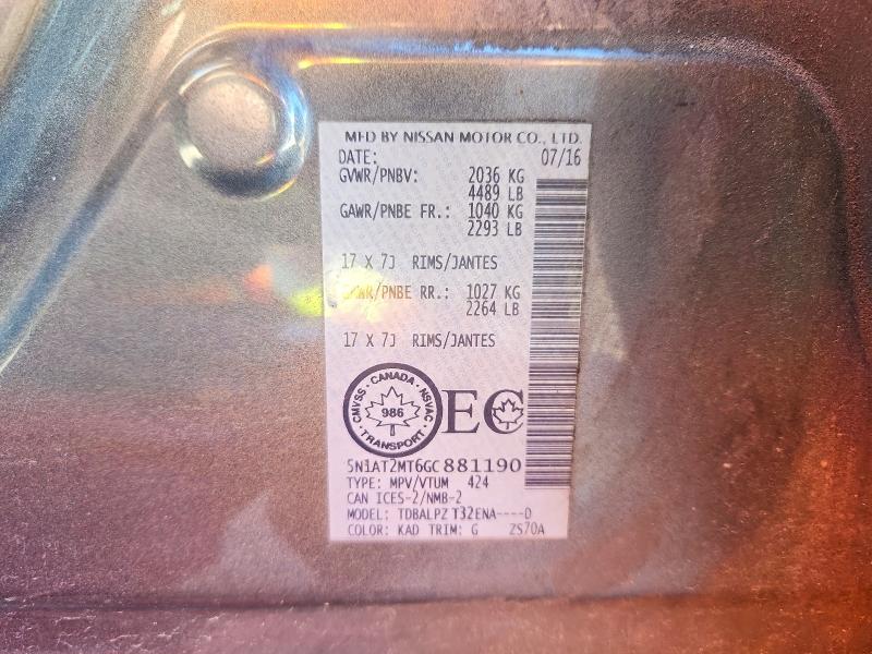Aukcja sprzedaży 2016 Nissan Rogue, vin: 5N1AT2MT6GC881190, numer aukcji: 68348896